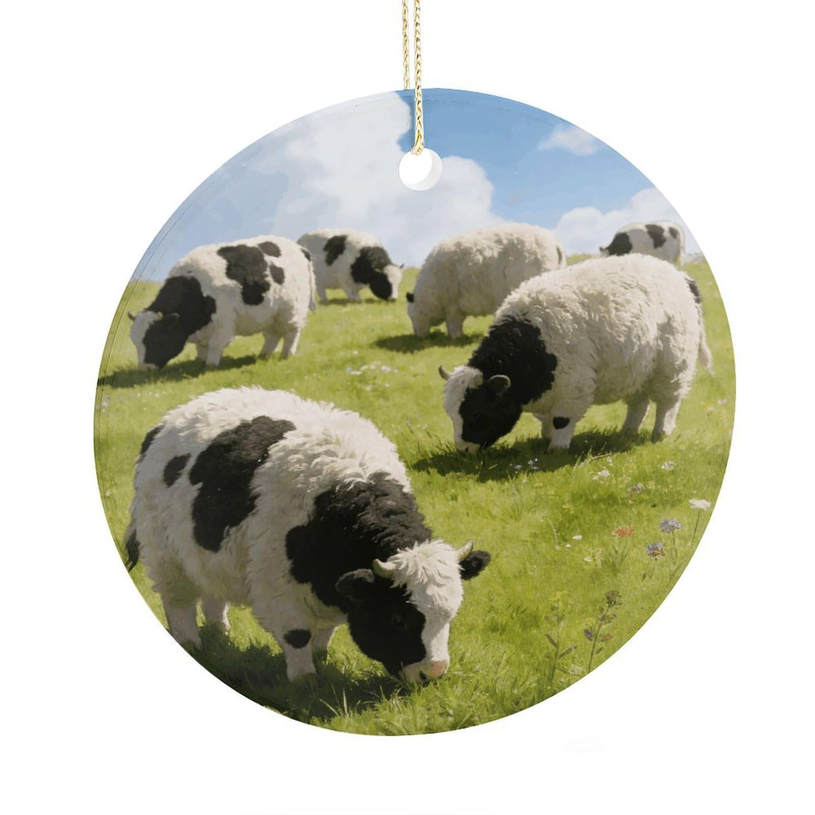 Fodpand Women's Style Cute Cows Watercolor Ceramic Christmas Ornament,Wall Hanging Decor Windows Hanging Decor Best Friend Birthday Gifts, Friendship Gifts Car Hanging Ornament Gift For Girls, Teachers 2.9 In