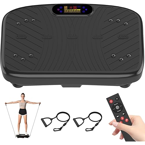 Vibration Plate Exercise Machine, Vibrating Plate Platform for Lymphatic Drainage with 200 Adjustable Speeds, Power Vibration Plate for Weight Loss & Fitness, Supports Weight 450 Lbs