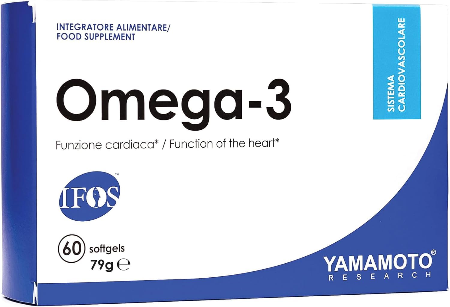 YAMAMOTO RESEARCH Omega-3 IFOS™ 60 softgels, Integratore alimentare di Omega-3, per sostenere la salute cardiovascolare