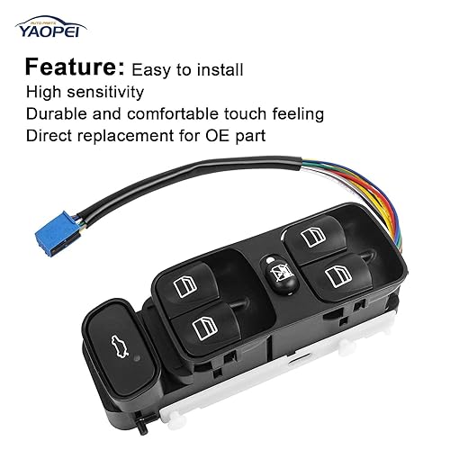 Miniatura 3 de Interruptor de elevalunas eléctrico AMG Interruptor de control maestro delantero izquierdo Reemplaza 2038200110 A2038210679 Interruptor de control