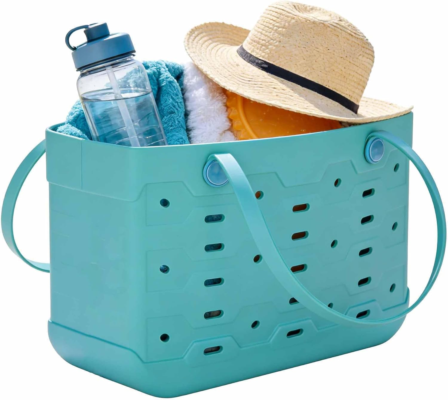 Large Waterproof Beach Bag, Multi-Purpose Washable Storage Bag with Sturdy Handles, Flexible for Travel, Outdoor & Daily Use (Green Dream)