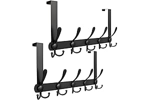 Over the Door Coat Hanger with 5 Hooks, 2 Pack