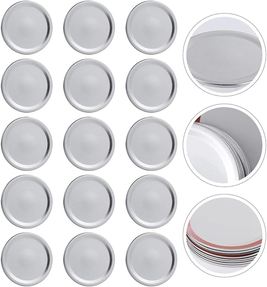 Cabilock 54pcs Leak Silver Canning Lids for Jar Airtight Storage Covers for Jars Compatible Wide Mouth Mouth High-temperature Resistant Tinplate for Food Preservation