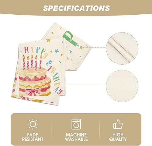 Miniatura 5 de Artoid Mode Camino de mesa de pastel de feliz cumpleaños, lazo de vela, decoración de mesa de comedor para decoración de fiesta del hogar, 13 x 72