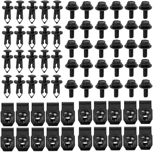 35 tornillos de carrocería de automóvil, protector contra salpicaduras para motor, clip de parachoques con tuercas en U, remache de sujeción de