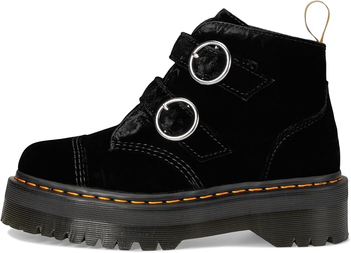 Женские ботинки Dr. Martens Vegan Devon Velvet Platform, цвет: Чёрный — фото 2