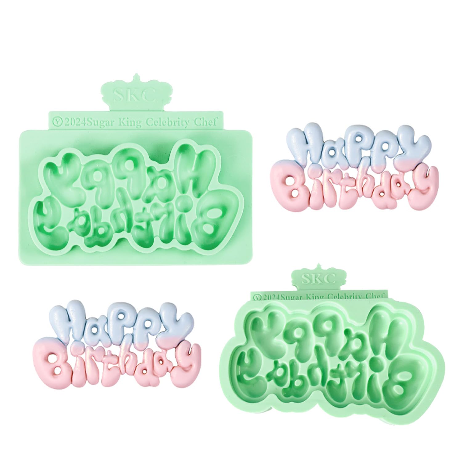 KALAIEN 2 Pcs Happy Birthday Silicone Mold,Chocolate Letter Molds Birthday Alphabet Fondant Silicone Mold For Birthday Party Cake Decoration Cupcake Topper Gum Paste