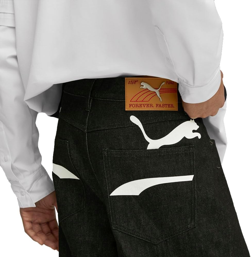 PUMA Mens X Printed Denim Pants Casual