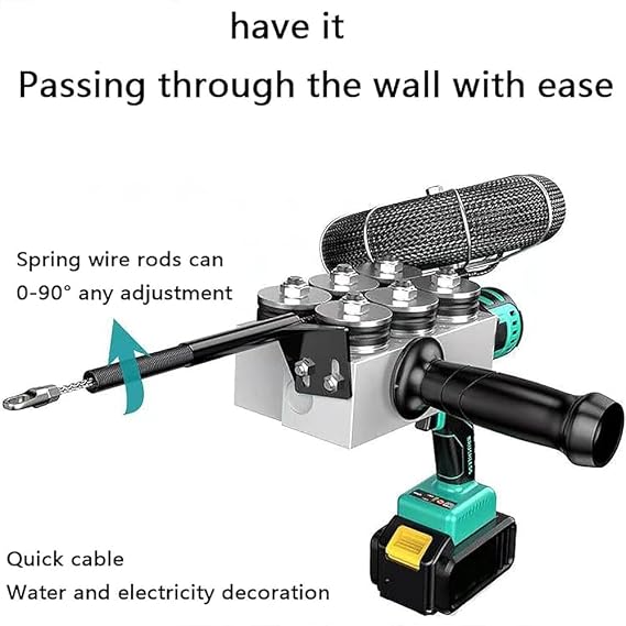 Wire Cable Puller,Automatic Wire stringing Machine, 40m/min Cordless Electric stringing Wire Puller, for Construction Hydropower, for Drywall Ceiling Under Rug condui,Onebattery