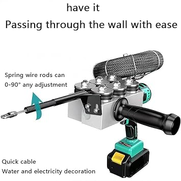 Wire Cable Puller,Automatic Wire stringing Machine, 40m/min Cordless Electric stringing Wire Puller, for Construction Hydropower, for Drywall Ceiling Under Rug condui,Onebattery