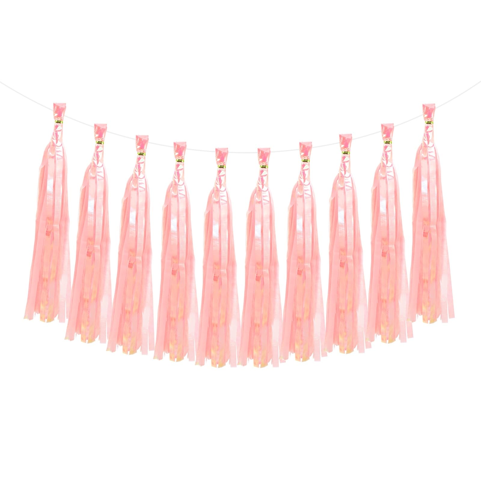 Guirnalda de borlas iridiscentes de 14.6 pulgadas con cuerda y alambre de corbata flexible