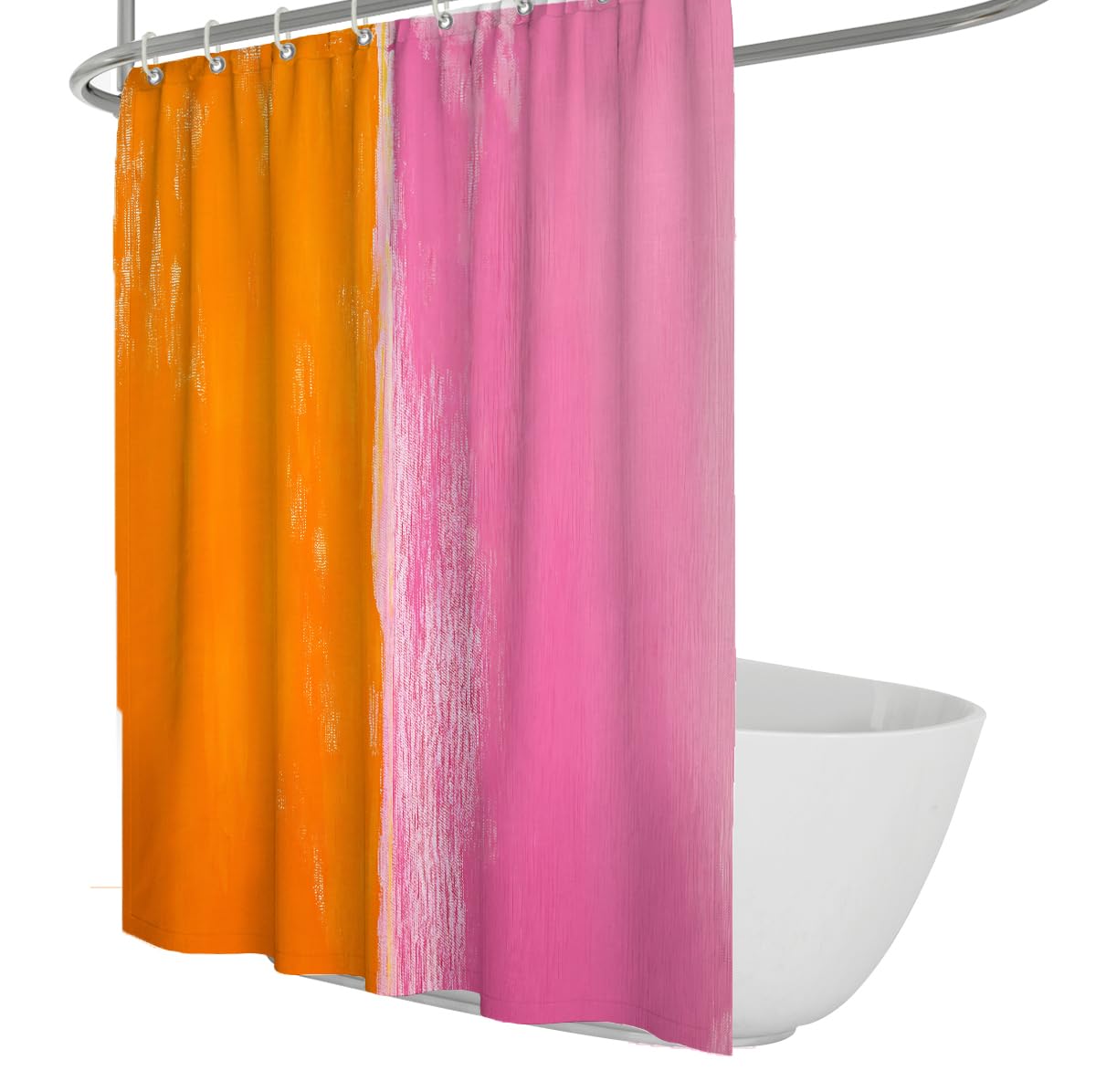 OLLIAR Home Abstract Artistic Decor Shower Curtain Artwork Neutral Bathroom Decor Polyester Quick-Drying Waterproof for Bathtubs Bathroom Yellow Pink 240x180cm