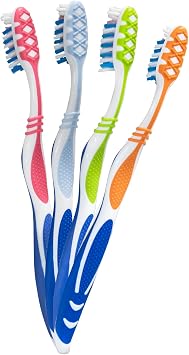 Vivid Nylon Filament Toothbrush with Softer Bristles, OraBrush CrossKleen Adult Toothbrush, Pack of 12