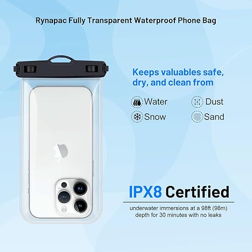 Miniatura 4 de Bolsa impermeable para teléfono  Funda impermeable para teléfono celular de 8.5 pulgadas para viajes a la playa, soporte impermeable con cordón para