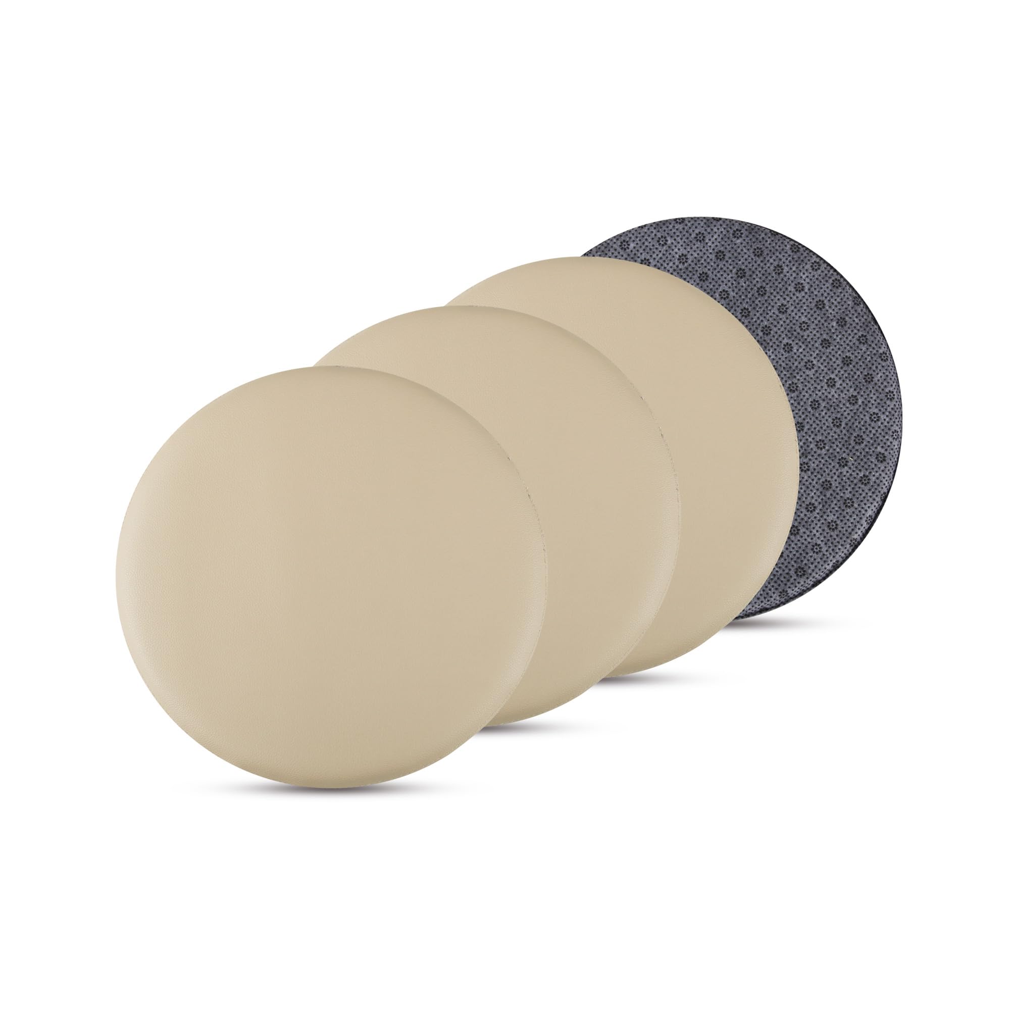 Bestlivings 4er Pack Stuhlkissen Taupe Ø38 cm Lederimitat mit Anti-Rutsch, Sitzauflage für Zuhause, Büro und Garten, ideal für Komfort und Stil