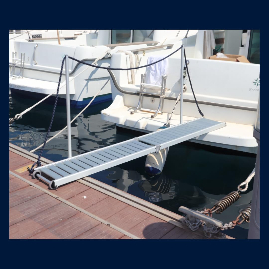 Pasarela de Aluminio para Barco Plegable en Dos tramos, 2 Metros de Longitud, con Ruedas.
