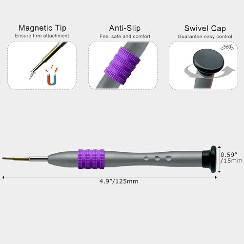 Miniatura 3 de Destornillador Phillips de precisión de 0.047in #000 PH000 para tornillo de cruz de retracción, agarre antideslizante, cabeza de acero de aleación