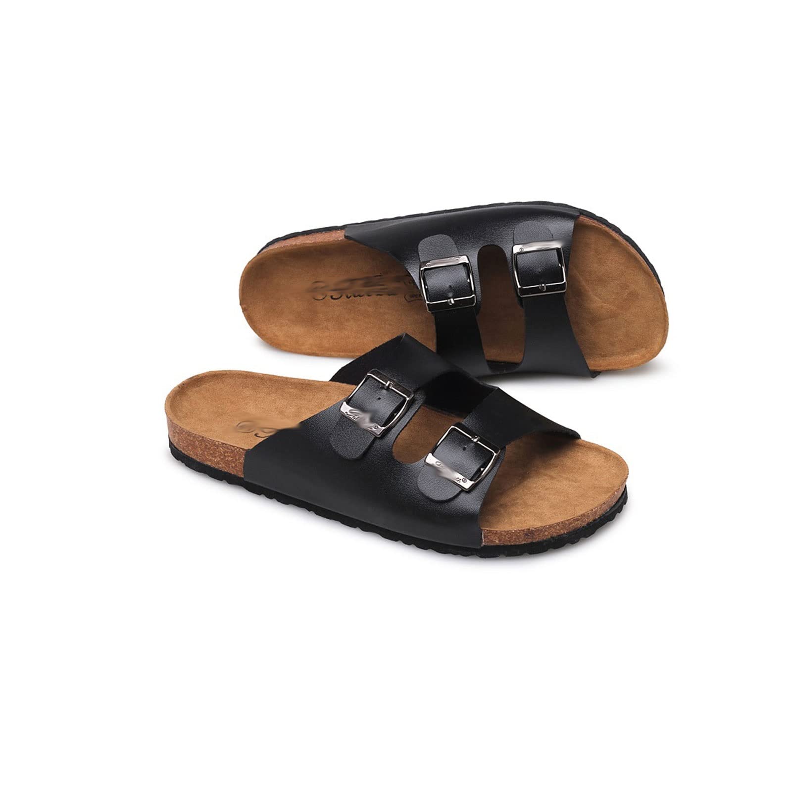 KKXXYQFC Męskie ły Męskie damskie ły korkowe Modne w stylu casual, letnie slajdy Plaża Gladiator Klamra Dwa paski Buty Płaskie kapcie (białe, 2,5 UK)