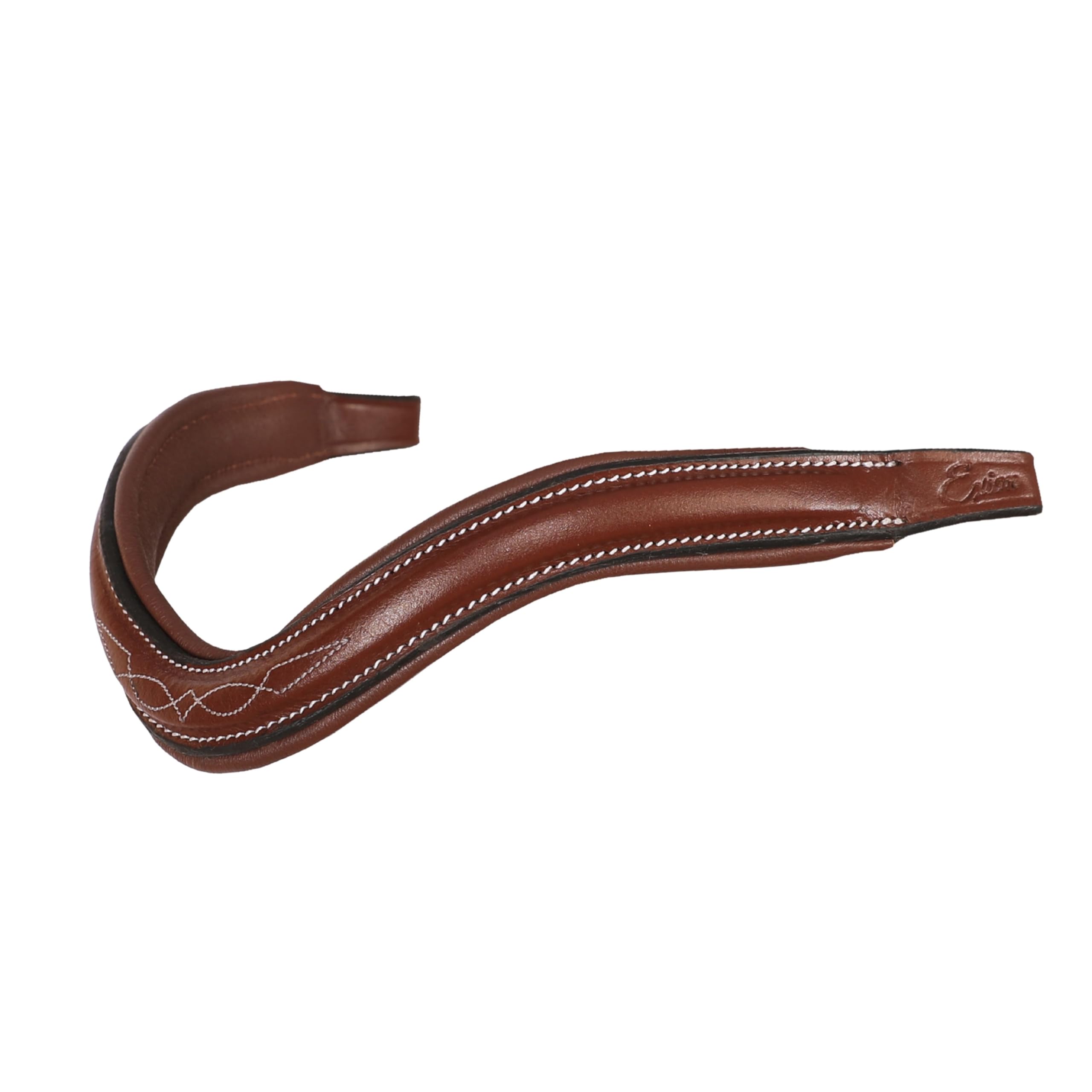 Exion Leather Browband For English Horse Bridle- Curved Shape, Soft Padded, Designer Stitched Equestrian Browband