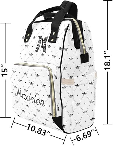 Miniatura 6 de Mochila de pañales personalizada con nombre de corona blanca Regalo lo mejor bolsa de pañales impermeable espaciosa para hombres y mujeres