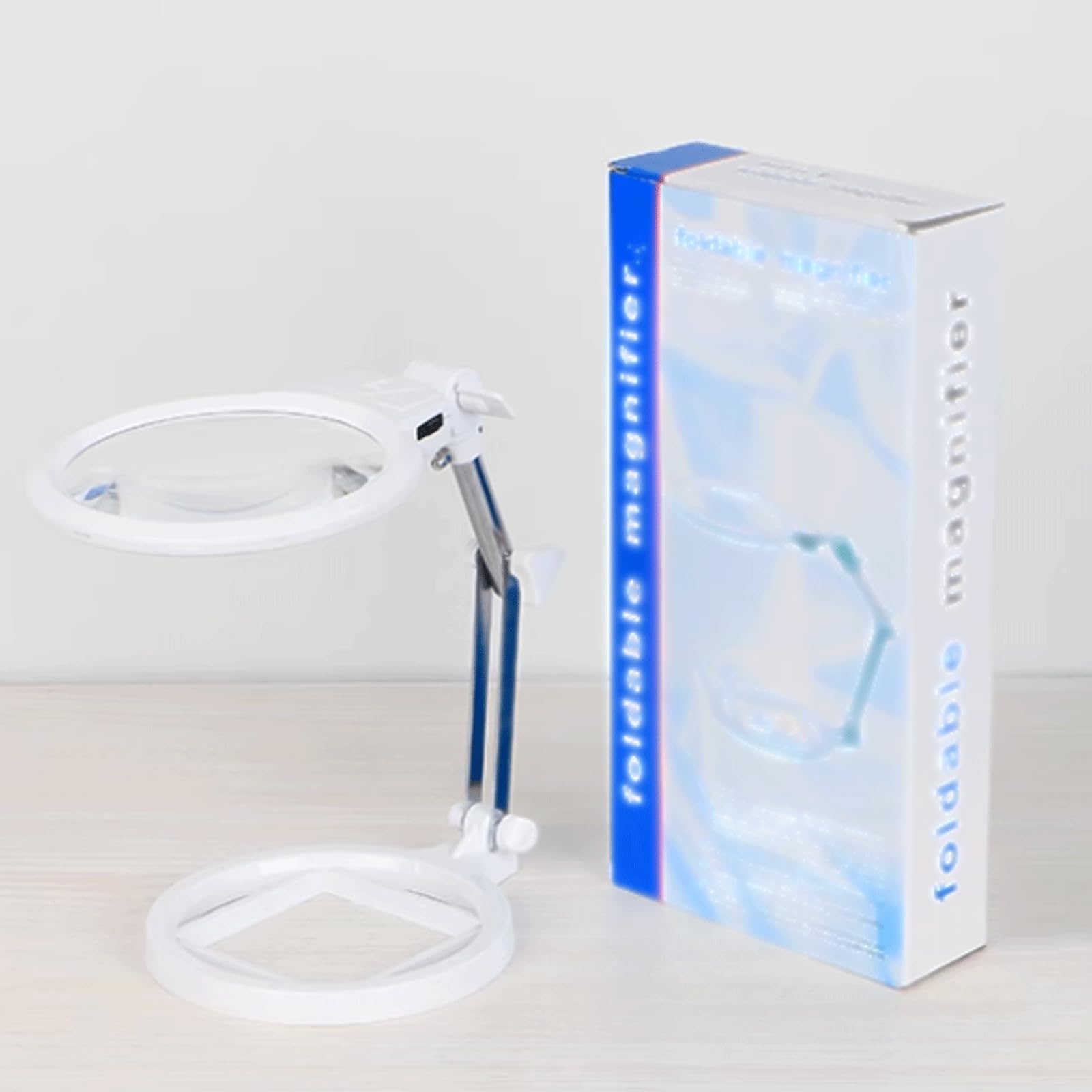DOUKI Lupa asférica Plegable con luz LED y Base Estable, Lupa asférica para Abalorios y fabricación de Joyas