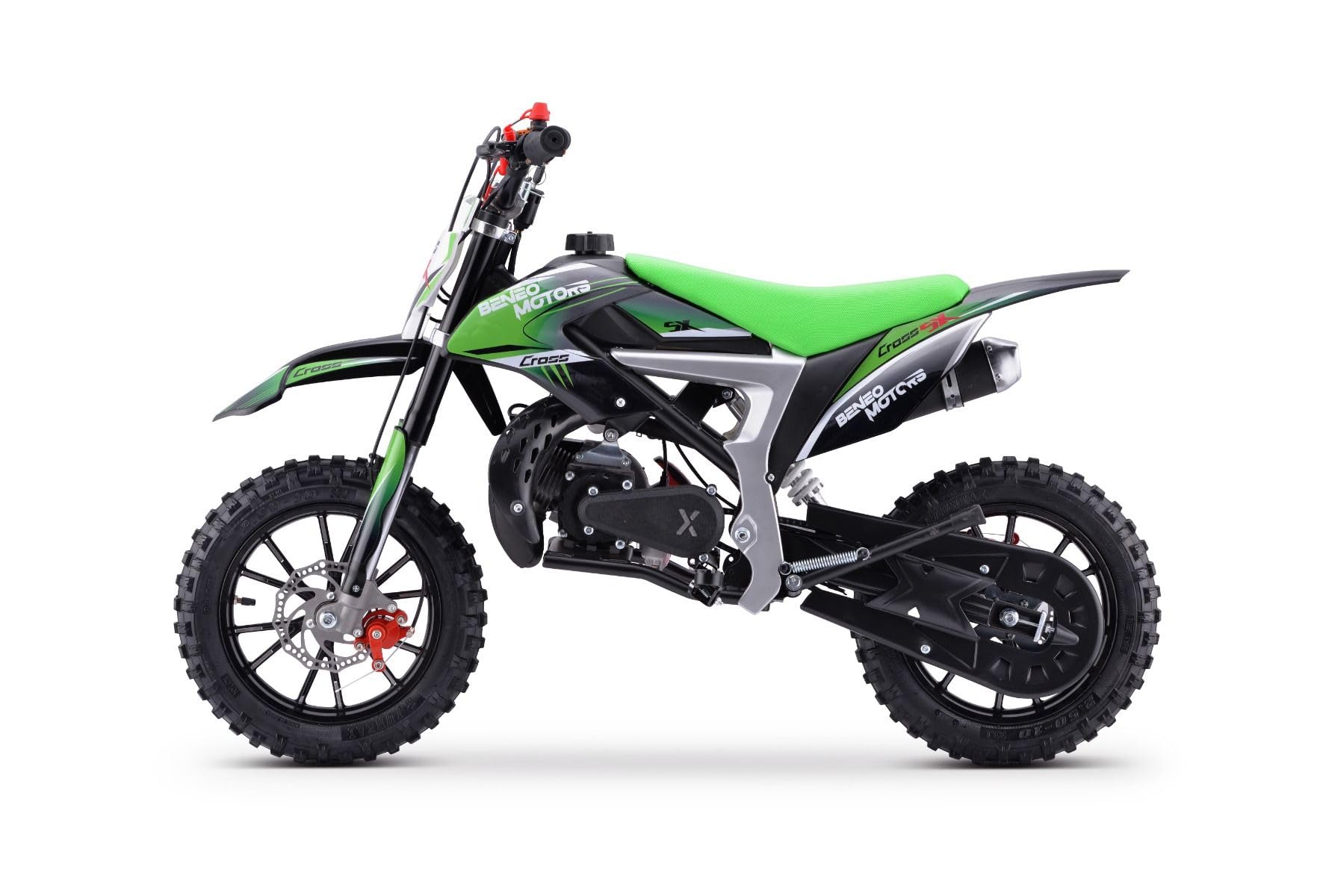 Motocross für junge Fahrer Beneo Motors CROSS SX Grün - 50cc Dirtbike Dirt Bike CrossBike DirtBike pocket 50cc Pitbike PocketBike Motocross Motorrad Motorbike