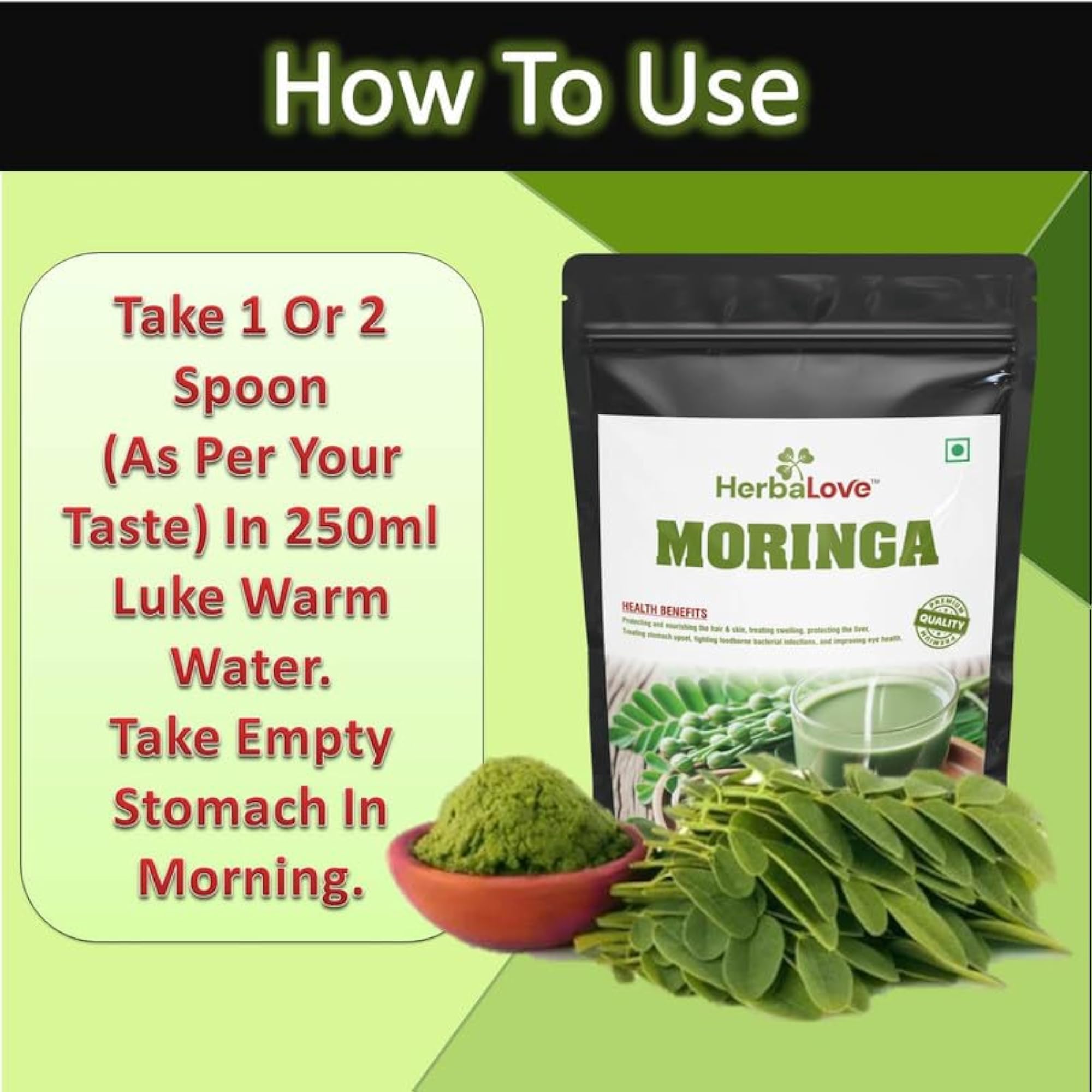 HERBALOVE 100% Moringa Powder, Nutritional Food