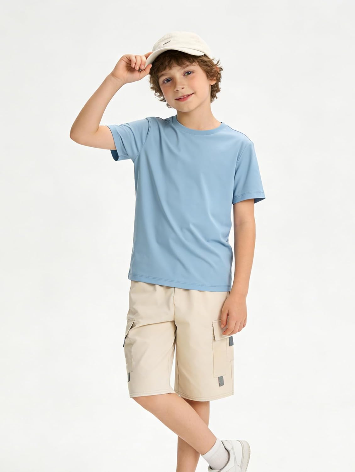 4 Pack Boys Pull on Jogger Shorts Cargo Stretchy Shorts with Pocket 3-14Y - Image 2