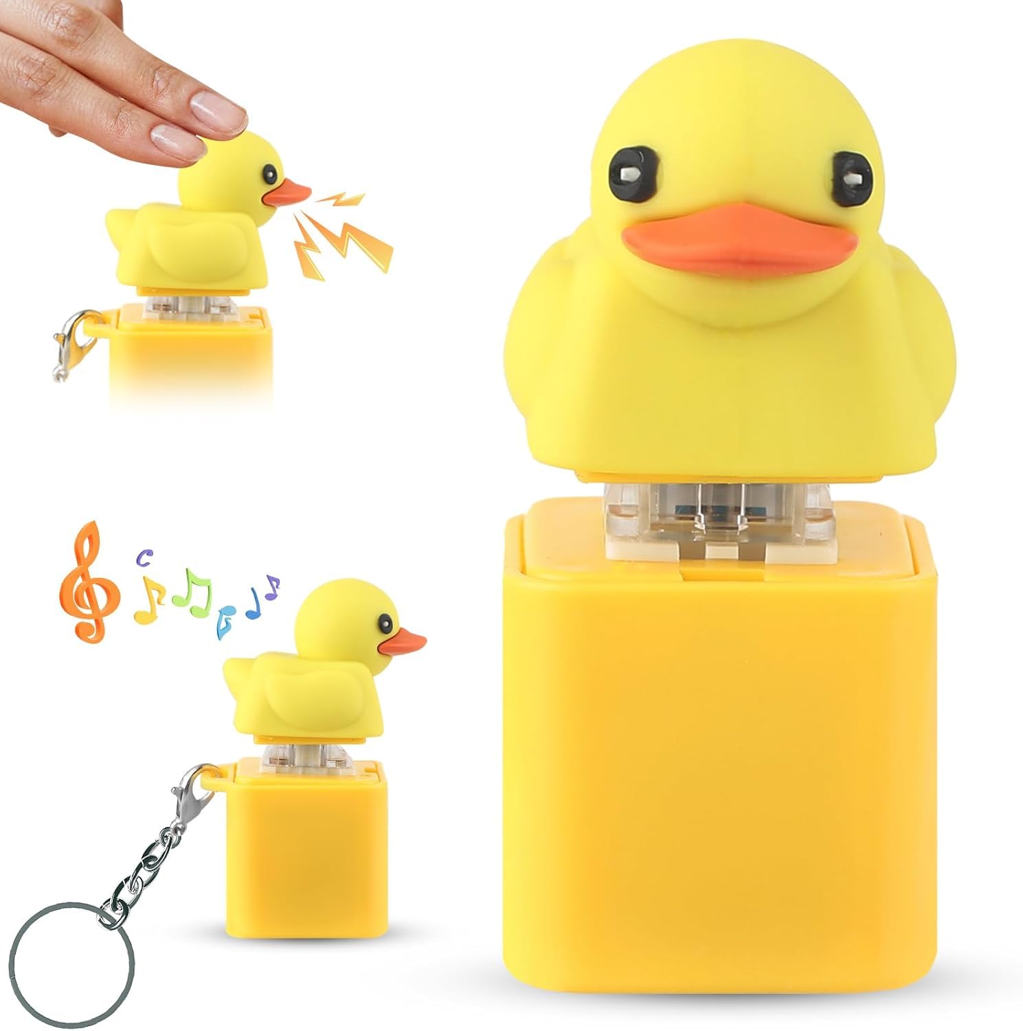 COLEESON 2Pcs Keyboard Fidget Toy, Ducky Keychain Fidget Keyboard with Lights and Sounds