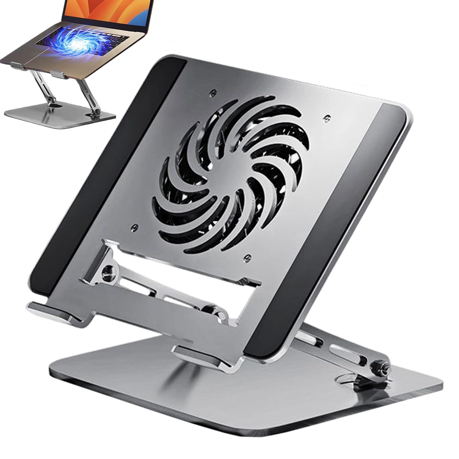 Soporte Para Ordenador Con Ventilador Acero Al Carbón Portátil Elevador | Base Refrigerante Para Ordenador Portátil Para Tablet Notebook Cama Mesa Sofá Estante Viaje Oficina Hogar Lectura Escritur