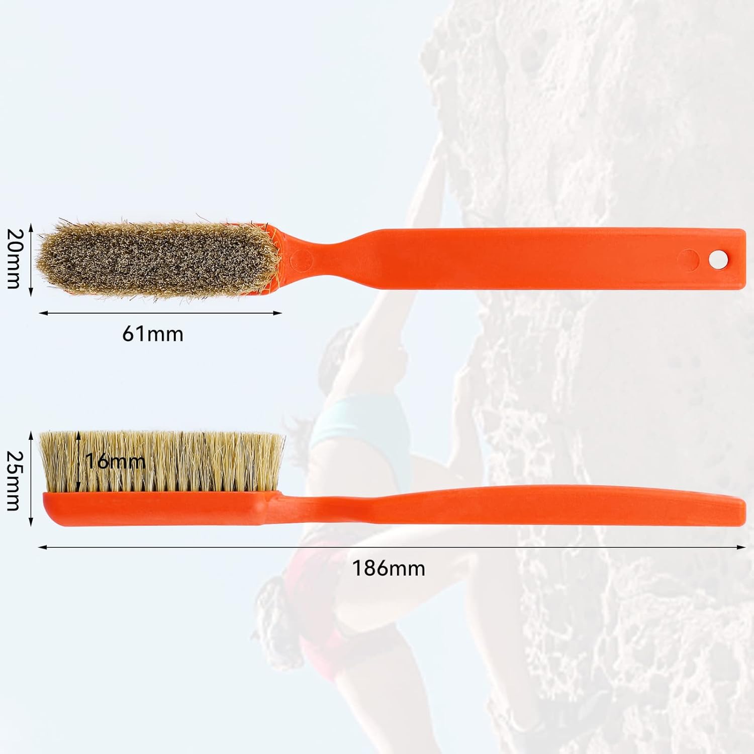 TWO STONES Climbing Chalk Brush with Thick Ultra Durable Boar’s Hair Bristles, Bouldering Brush with Ergonomic Handle Portable with Climbing Chalk Bag(Not Included) for Climbing Wall Holds