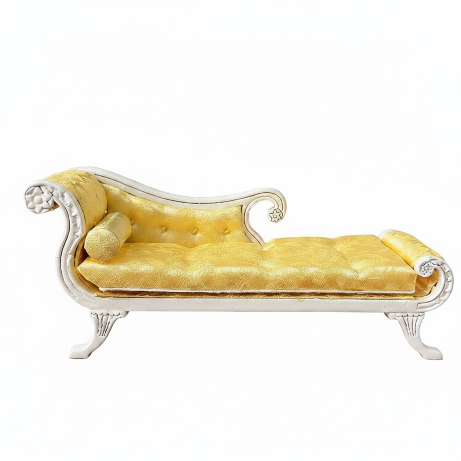 Divano Miniatura Casa Delle Bambole Divanetto Arredamento Miniatura Mobili per Scene Diorami Dettagli Raffinati Adatto per Creatori Amanti Miniature Esposizione Casa Bambole, Giallo