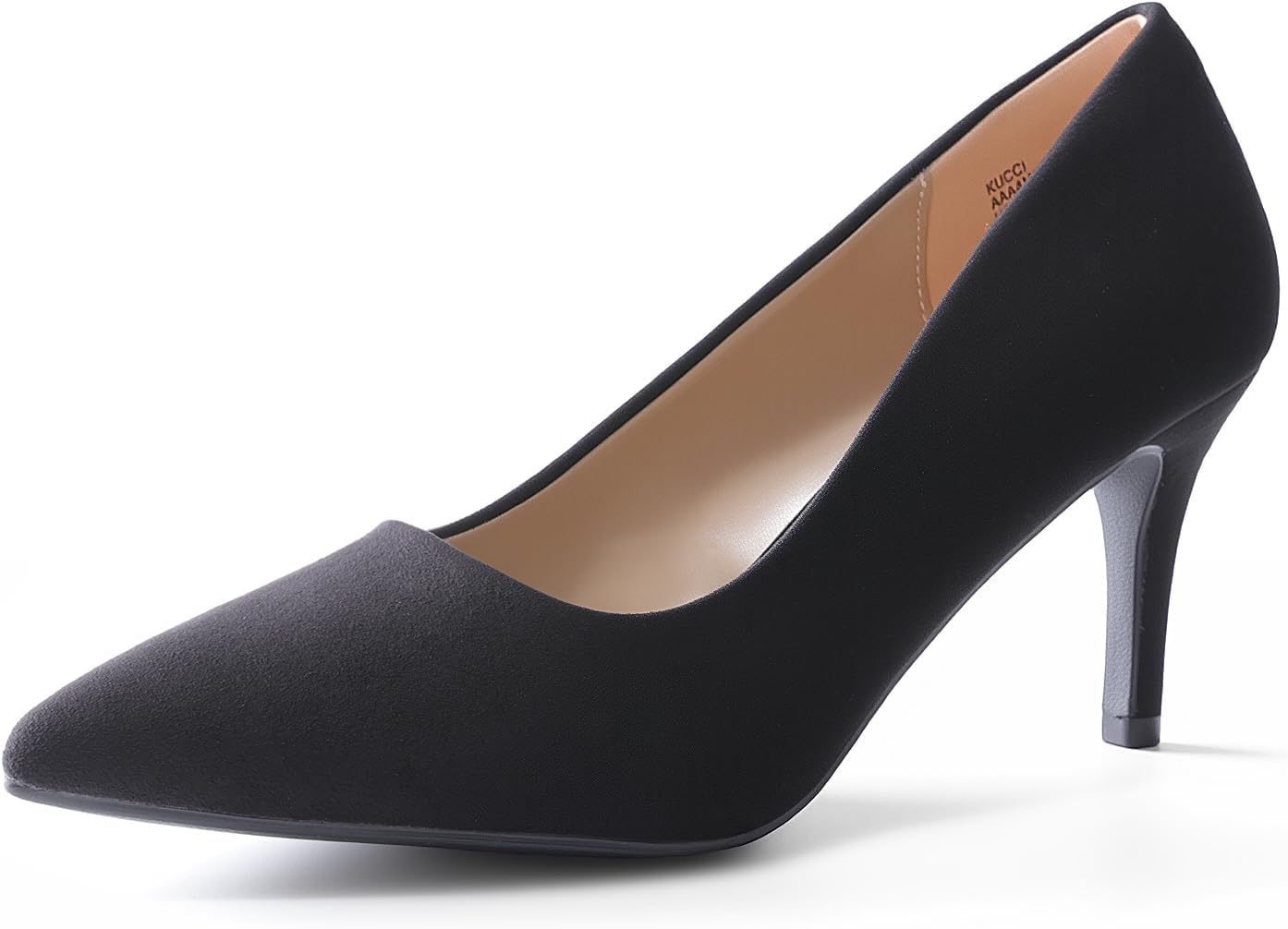 DREAM PAIRS Women's High Stiletto Heels Closed Pointed Toe Dress Pumps Shoes for Wedding Work Office Business, 3 Inches,Size 7,Black/Suede,KUCCI