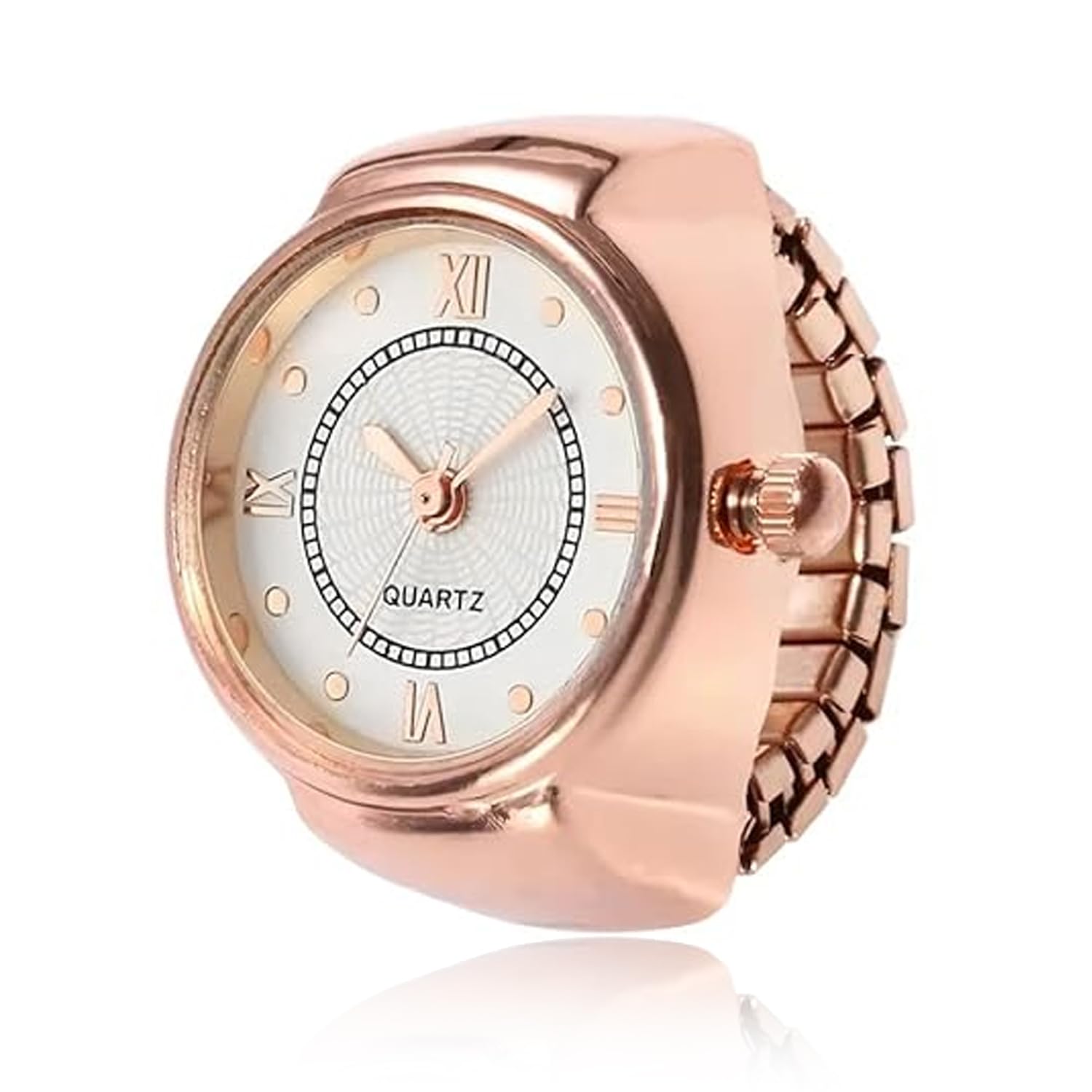 Stainless Steel Analog Watch Style Strechable Finger Ring Fancy Jewellery for Women (Free Size)-image-46