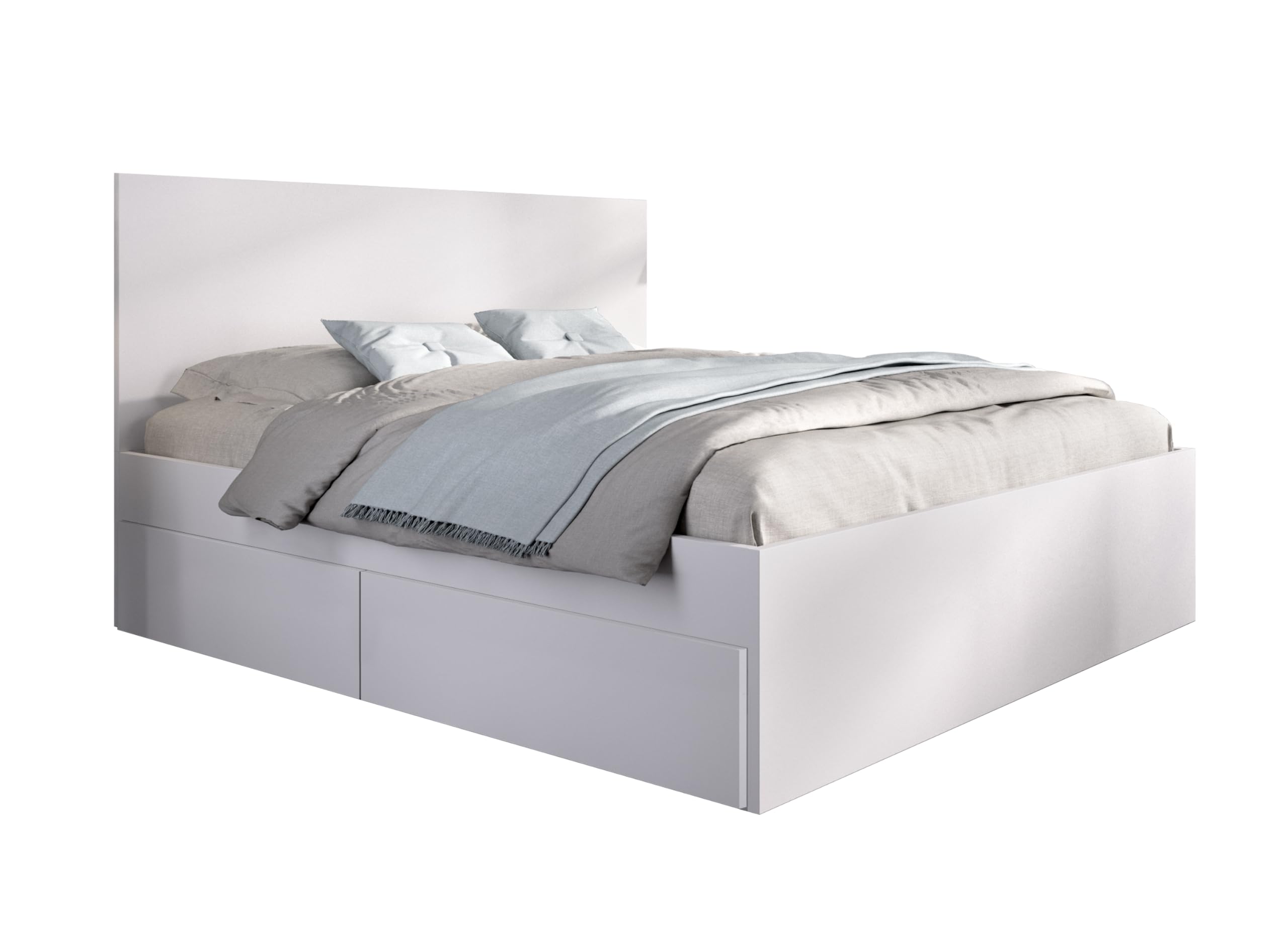 DEKIT Grupo RIMOBEL Lago - Cama para Dormitorio 135/​140X190 con Cuatro cajones - Blanco - 100 x 145.4 x 195
