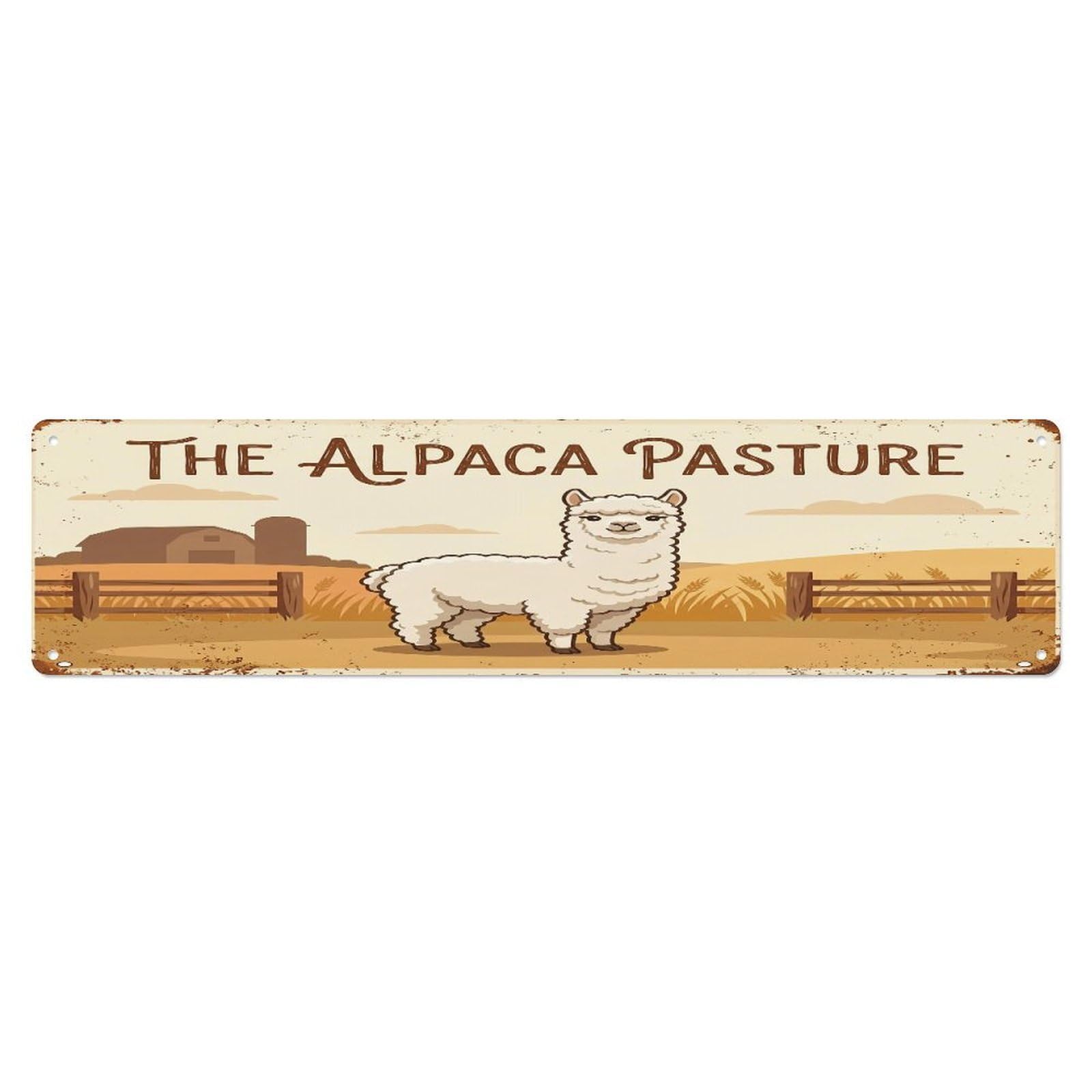 Metal Tin Sign Vintage Alpaca Farm Scene The Alpaca Pasture