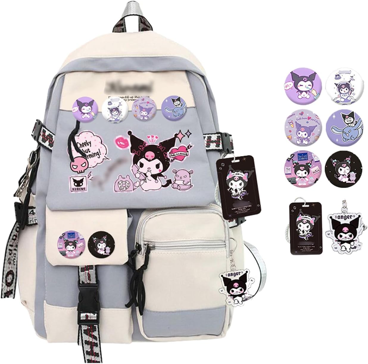 JIBAMAO Anime Cartoon Dog Backpack with Pin Accessories