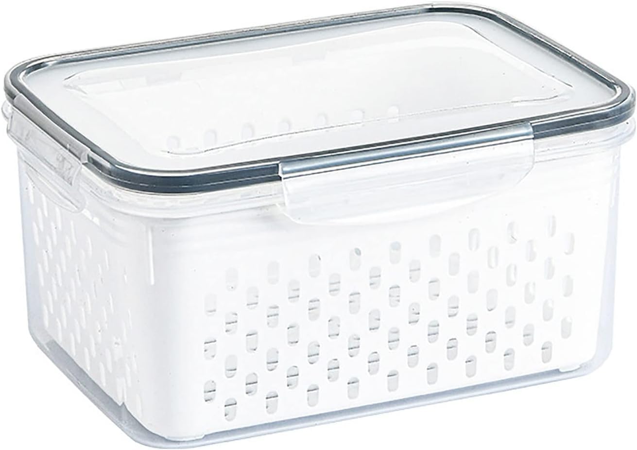 Mimdixy Fridge Storage Containers for Fruits and Vegetables, Fridge Food Storage Container Set with Lids with Strainer, Adjustable Air Vent, Removable Basket (850ML)