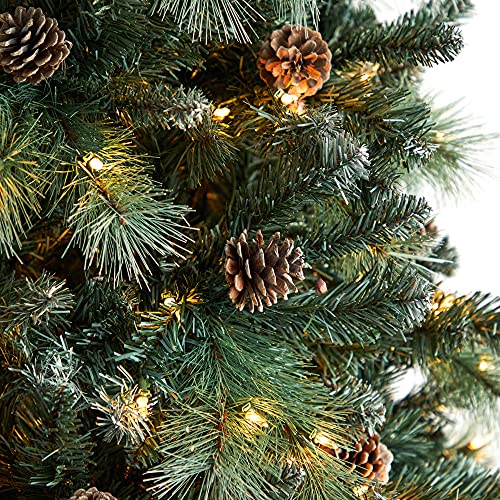 9Ft. Frosted Tip British Columbia Mountain Pine Artificial Christmas Tree With 700 Clear Lights, Pine Cones And 1512 Bendable Branches #TOP3