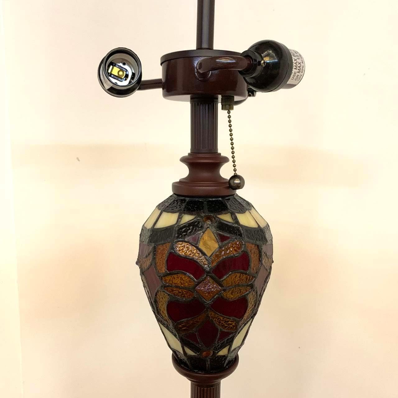 Bieye L10867 Baroque Tiffany Style Stained Glass Double Lit Floor Lamp for Home Decor 64-inch Tall (18-inch Wide, Red)
