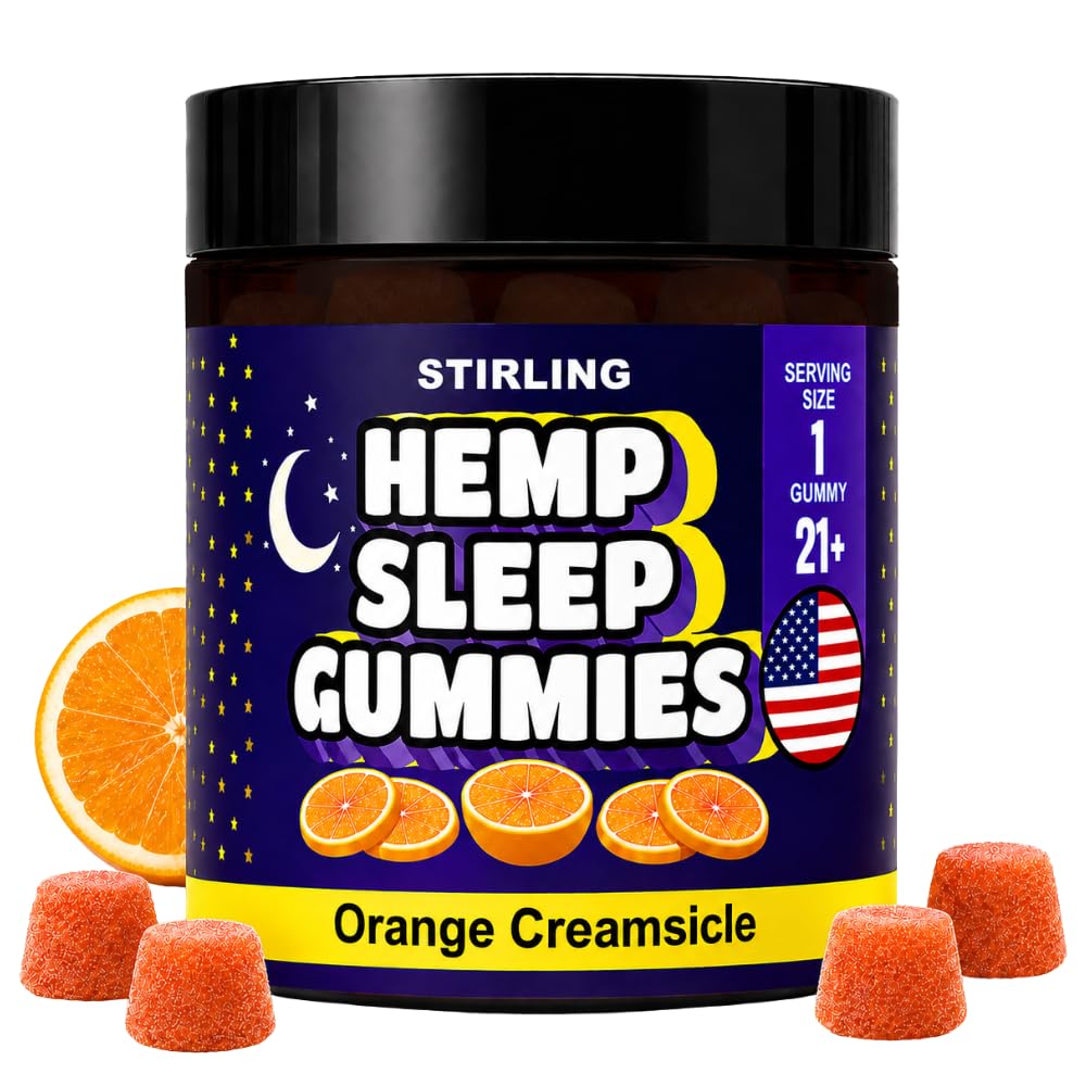 STIRLING Hemp Sleep Gummies for Calm &amp; Relaxing Night Support, Made in USA