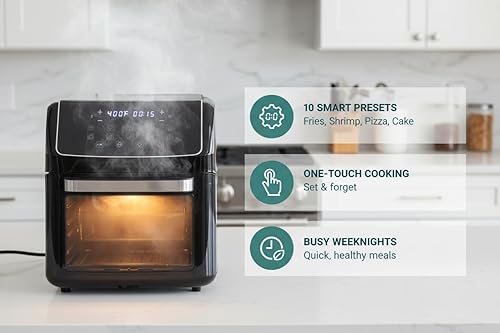 Miniatura 2 de Horno freidora de aire de 12.6 cuartos de galón con 10 modos preestablecidos, crujiente de aire rápido de 400 F, tamaño familiar, horno de