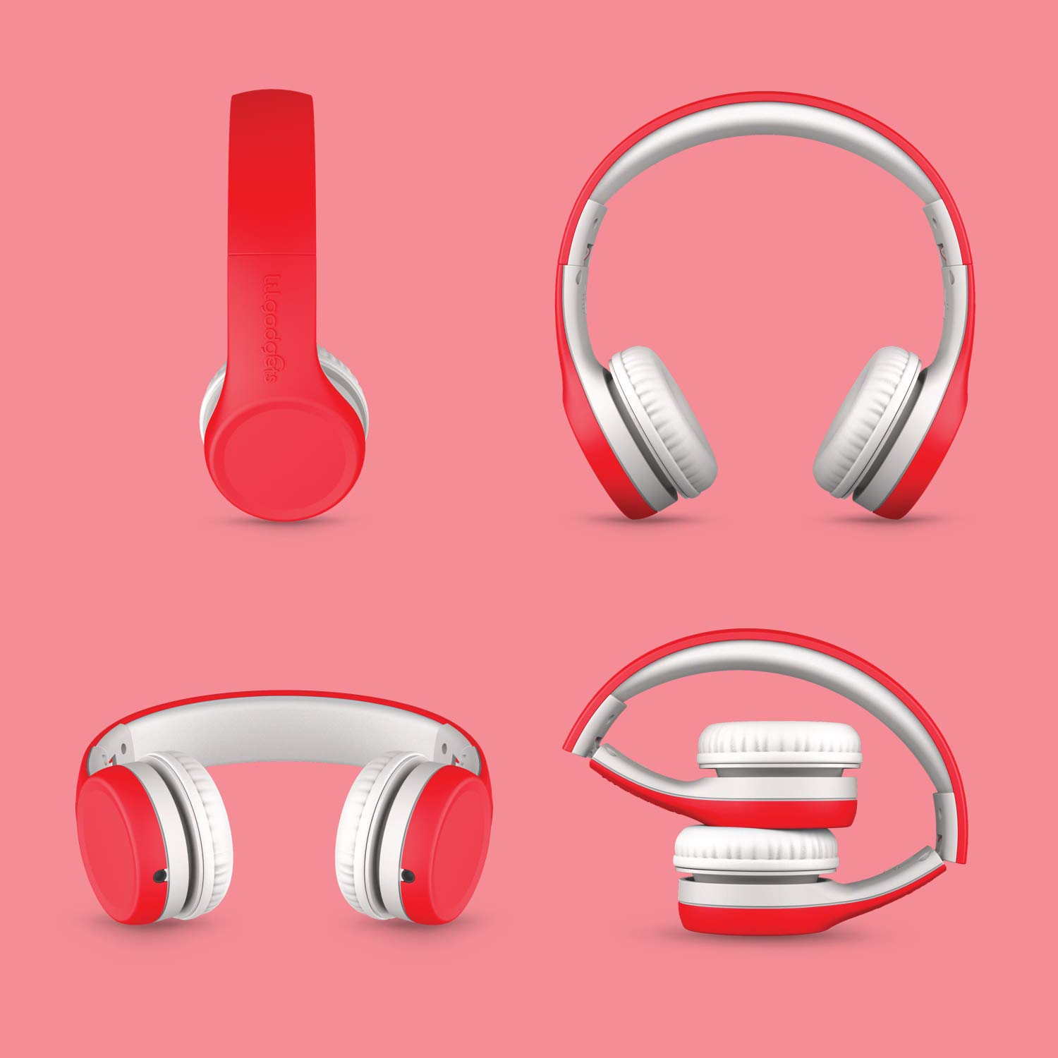LilGadgets Connect+ Kids Premium Volume Limited Casque Filaire avec Port Shareport et Microphone intégré pour Enfants Rouge