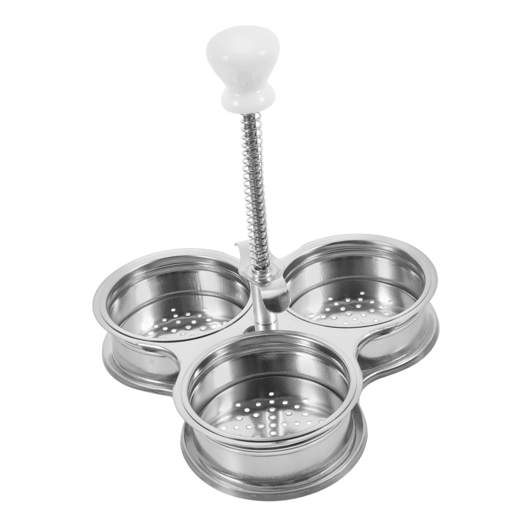 MAGICLULU 3 Egg Boiler Egg Cooker Round Poached Egg Spoon Hard Boiled Egg Holder Egg Hard Boiled Egg Maker Poached Egg Maker Egg Poaching Pan Poached Egg Pan Stainless Steel Silver