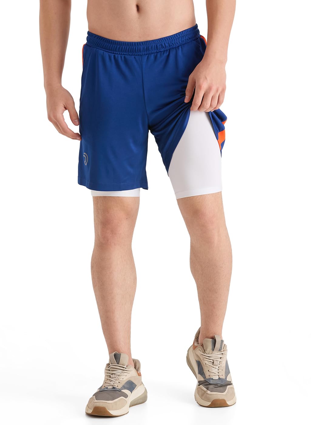 TRUEREVO Men’s 2-in-1 Running & Training Shorts | 8" Quick Dry Workout Shorts with Inner Compression Tights | Sports Shorts for Men | Gym Activewear Half Pants with 2 Front Pockets Black-image-14