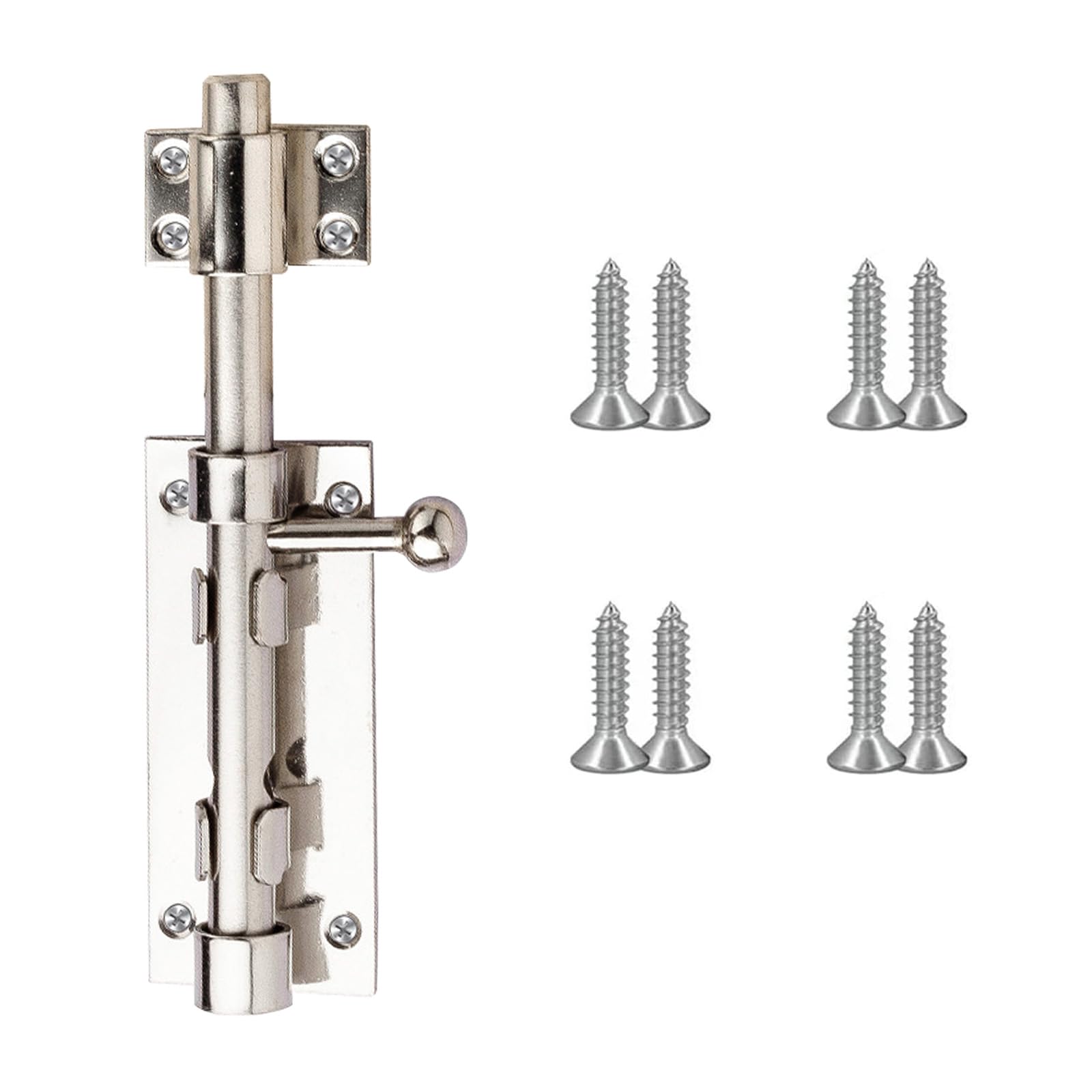 Xiciki 5 Inch Door Lock Bolt, Heavy Duty Stainless Steel Door Latch, Sliding Security Latch for Bathroom Garden Shed Doors, Door Locks for Bedrooms, Gate Bolts for Wooden Gates