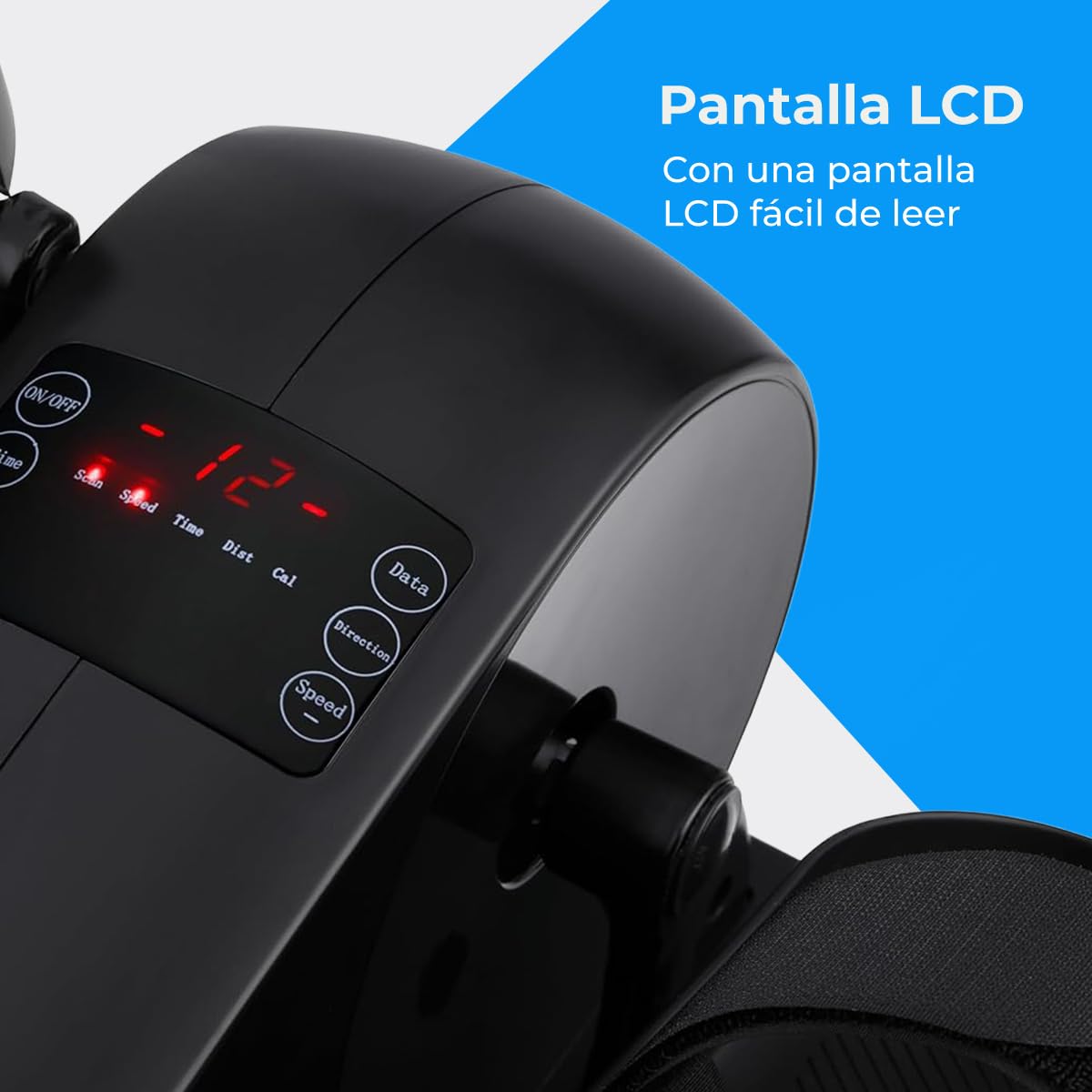 NK Mini Elíptica Eléctrica con Mando a Distancia - Pedaleador Silencioso para Casa u Oficina, 12 Niveles, Pantalla LCD, Entrenamiento Pasivo, Compacto, Color Negro