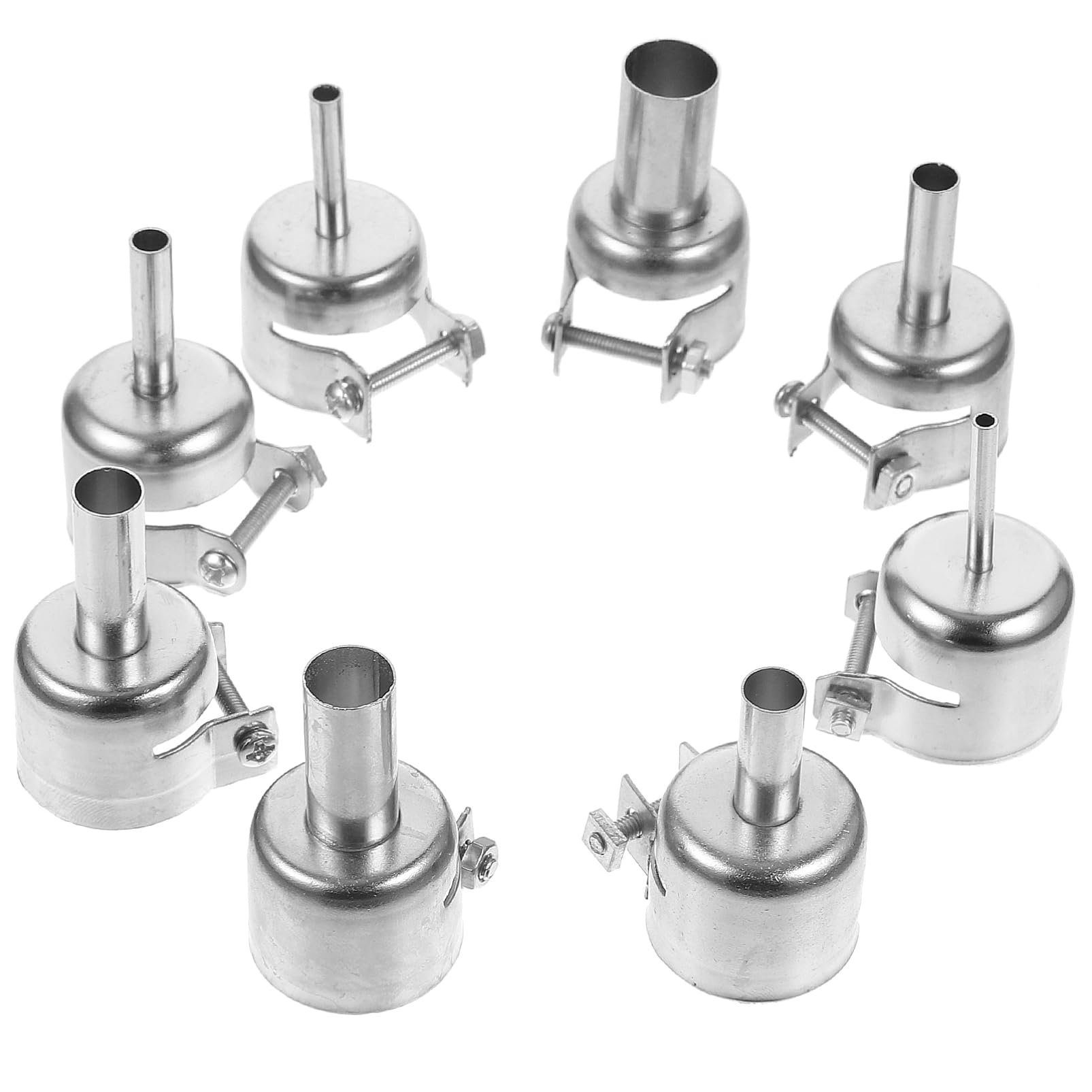 PRETYZOOM 8pcs Attachments Indoor Hot Air Tips Portable Heat Hot Air Nozzles Soldering Station Nozzle Hot Air Accessories Hot Air Solder Tips Hot Air Parts Stainless Steel Silver