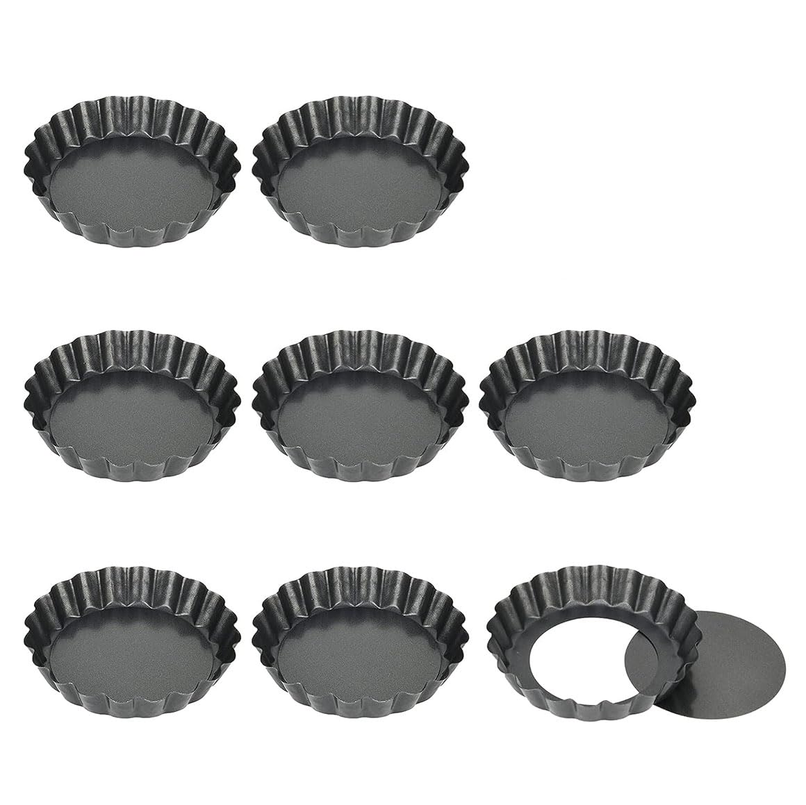 Mini Tart Tins, 8 Pack Non-Stick Tartlet Tins, Fluted Tart Cases, 4 inch /10 cm Round Mini Quiche Pans