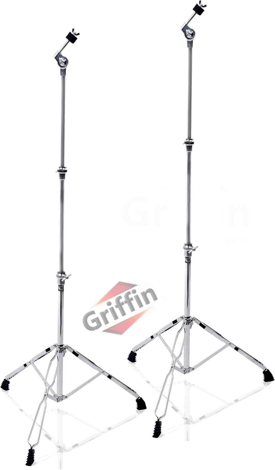 Griffin 2-Pack Straight Cymbal Stands (Percussion TiltPro X Edition) – Double Braced Drum Hardware – Ideal for Crash, Splash & Ride
